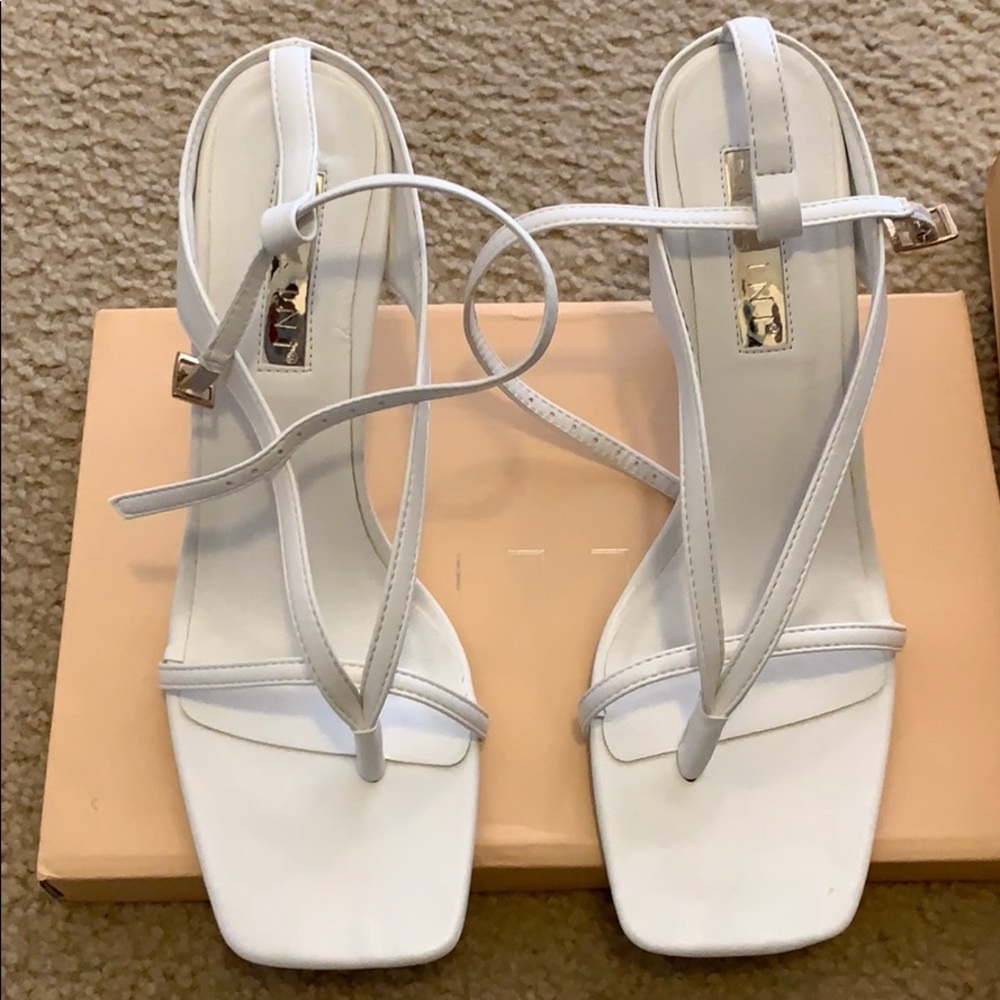 Billini White Thong Heeled Sandals